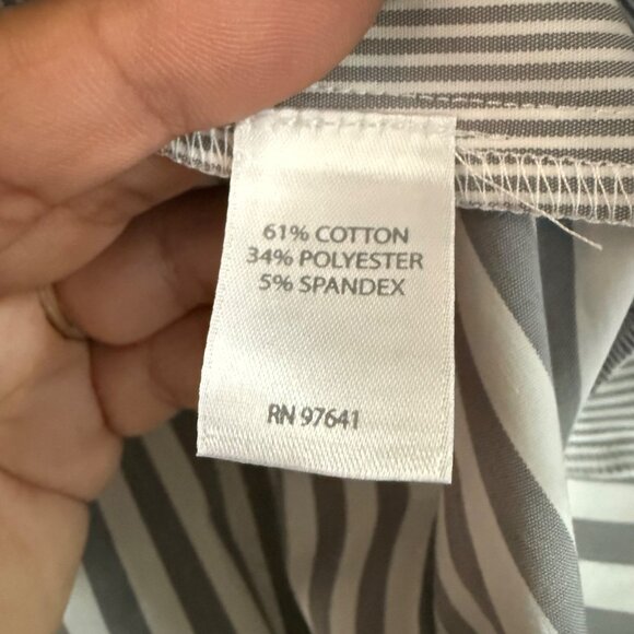 J Jill Wearever Gray White Striped Long Sleeve Tunic Button Shirt Large NEW - Picture 5 of 5